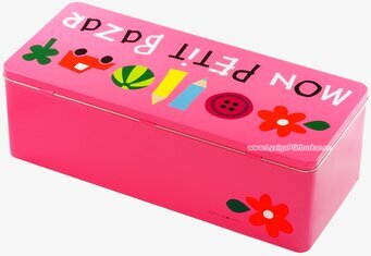 Plåtburk Alfabet rosa set från Derriére la porte, färgglad