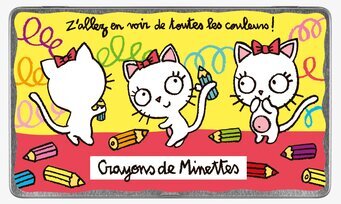 Bild med stiliserade katter och färgglada kritor