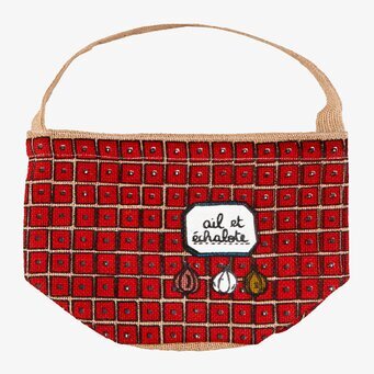 Bild av stilfull och funktionell väska för vitlöksförvaring