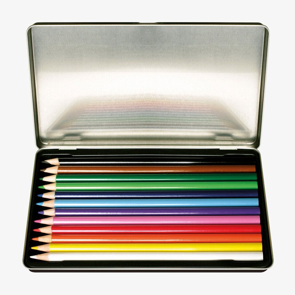 Pennbox katt från Derriére la porte med färgpennor inuti