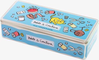 Plåtburk Sysaker blå från Derriére la porte med kattmotiv