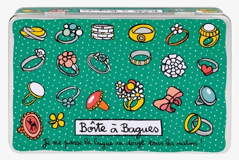 Plåtburk Ringar Grön från Derriére la porte med ringmotiv