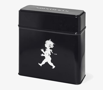 Plåtburk Kaffefilter Svart från Solstickan med vit ikon