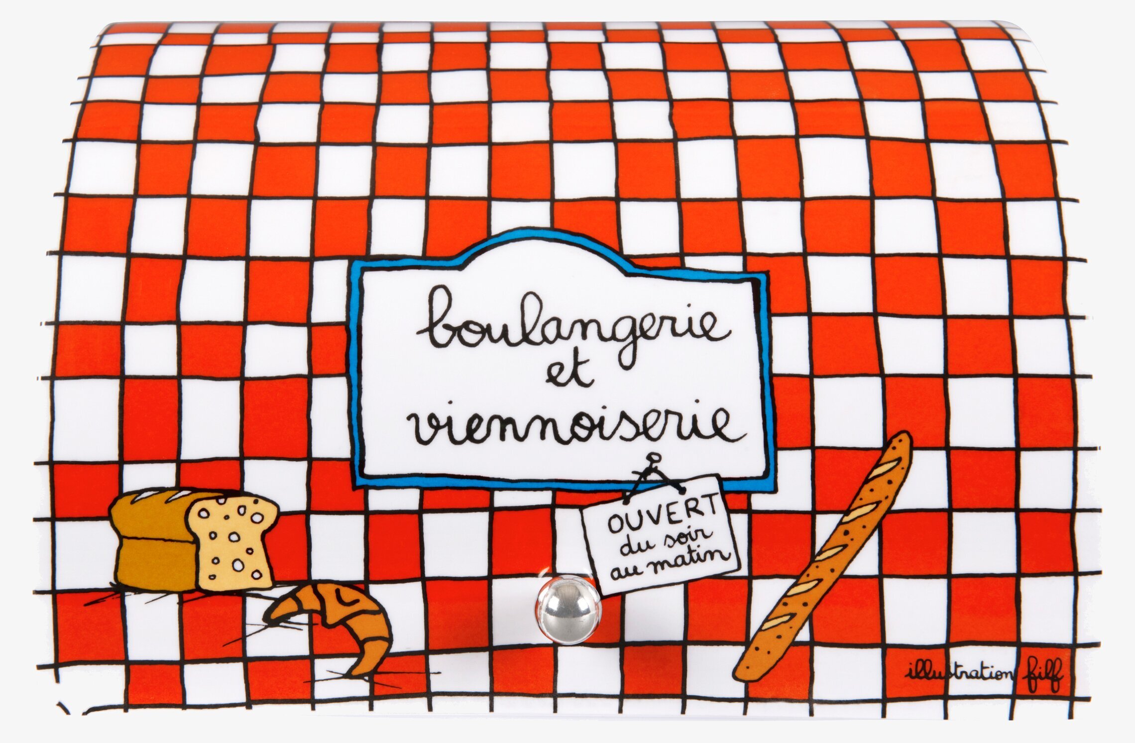 Bild av färgglad brödburk med fransk charm och humor