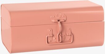 Bild av elegant rosa plåtburk med metalliskt lås