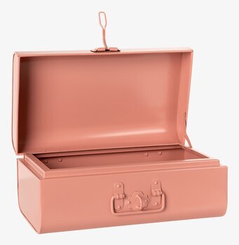 Bild av elegant rosa plåtburk med stil och funktion