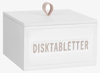 Foto av stilren trälåda för disktabletter i hemmet