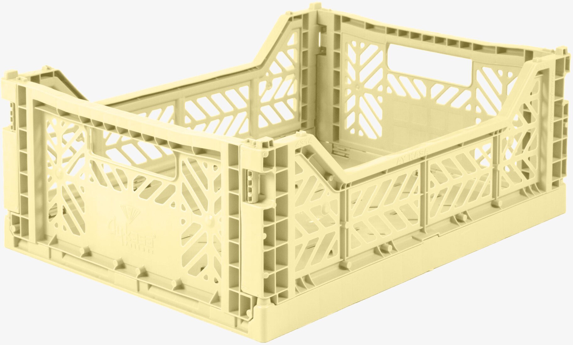 Bild av krämfärgad hopfällbar förvaringslåda i plast