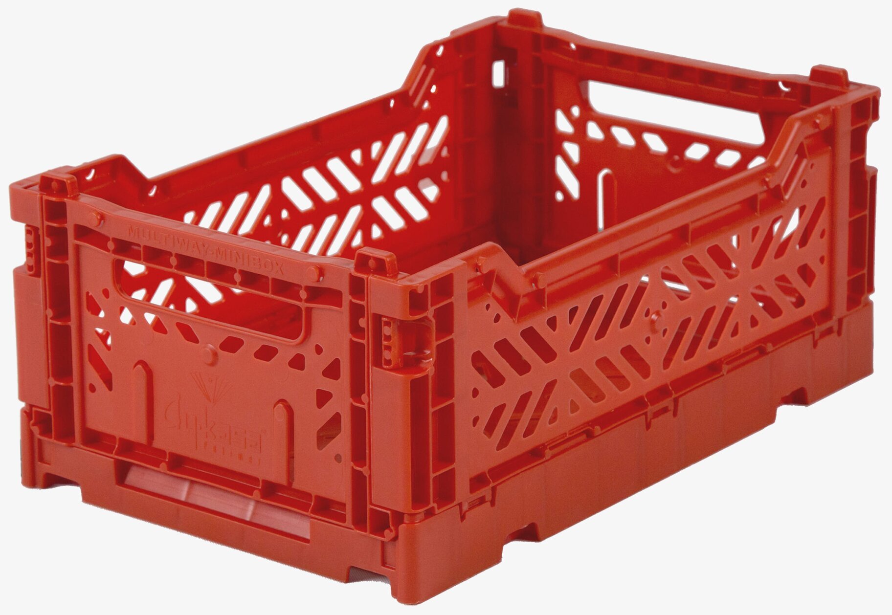 Foto av röd, stapelbar och praktisk förvaringsback