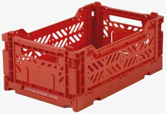 Foto av röd, stapelbar och praktisk förvaringsback