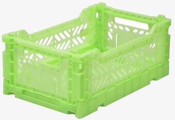 Foto av fluorescerande grön förvaringsback i plast