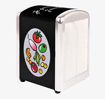 Bild av färgglatt servettställ med snacksdesign