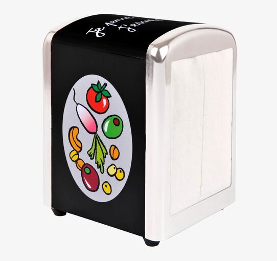 Bild av färgglatt servettställ med snacksdesign