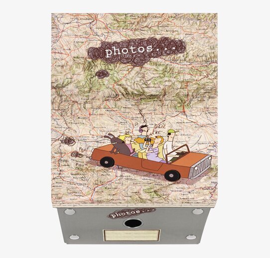 Bild: Kreativ förvaringsburk med vintage kartmotiv