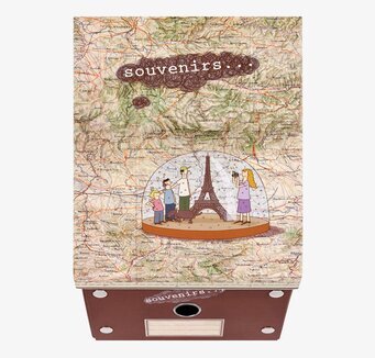 Bild av unik förvaringsbox med kartmotiv och nostalgi
