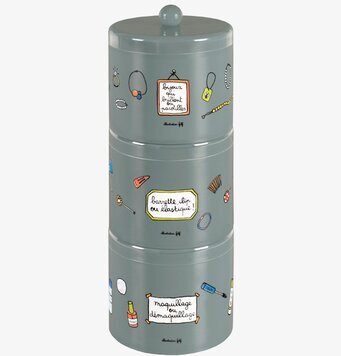 Bild av staplingsbara plåtburkar med lekfull design