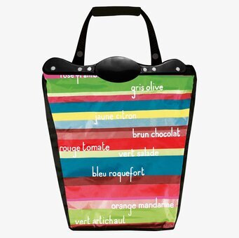 Foto av färgglad shoppingväska med fransk design