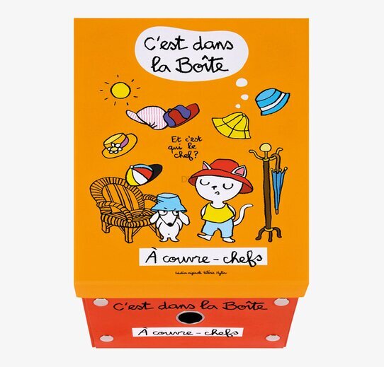 Bild av hopfällbar låda med lekfull design och färger