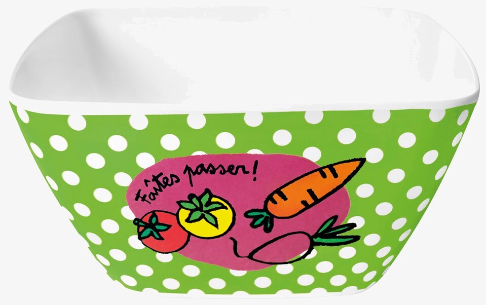 Bild av färgglad och lekfull fyrkantig snacks-skål