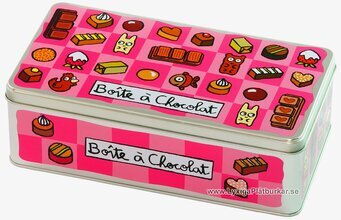 Plåtburk Praliner rosa från Derrière la porte, rektangulär