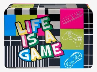 Plåtburk Life is a game från Derriére la porte, färgglad