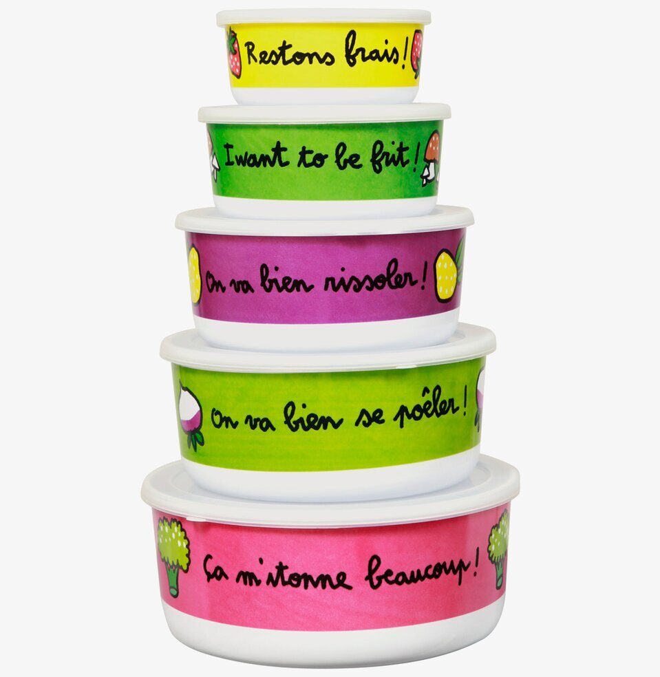 Bild av färgglada stapelbara förvaringsburkar i köket