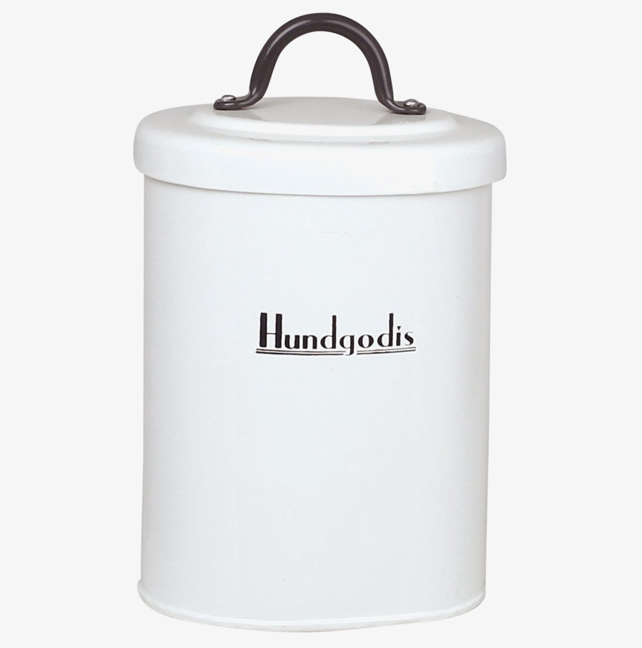 Plåtburk Ralf Hundgodis från Strömshaga på vit bakgrund