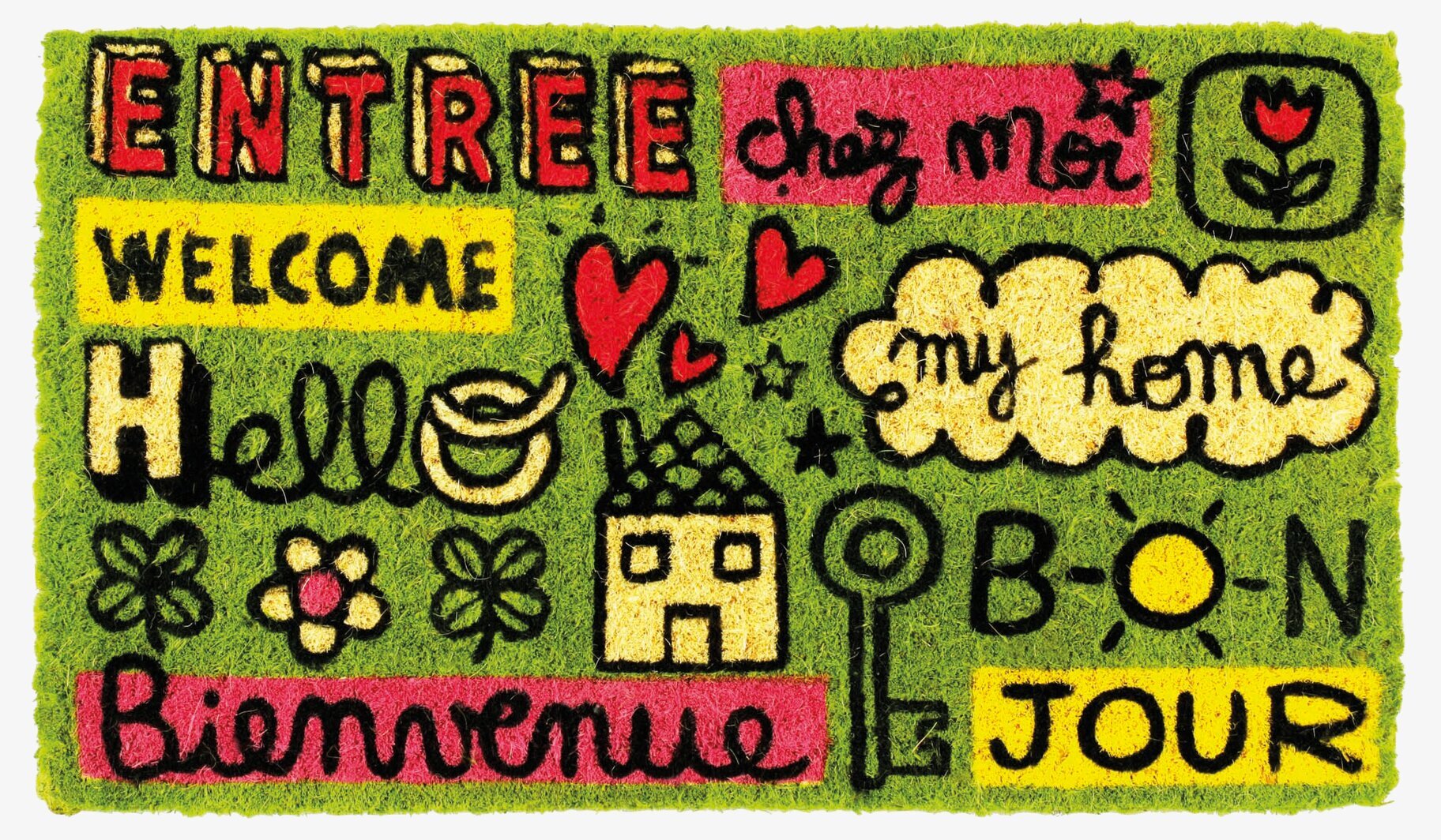 Dörrmatta Entrée från Derriére la porte med färgglada motiv