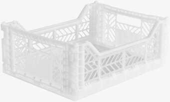 Foto av stilren vit förvaringsback i hållbar plast