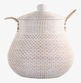 Bild av elegant flätad korg med lock och handtag