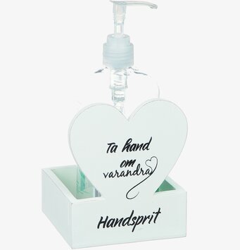 Bild av stilfull trälåda för handsprit med hjärtdekor