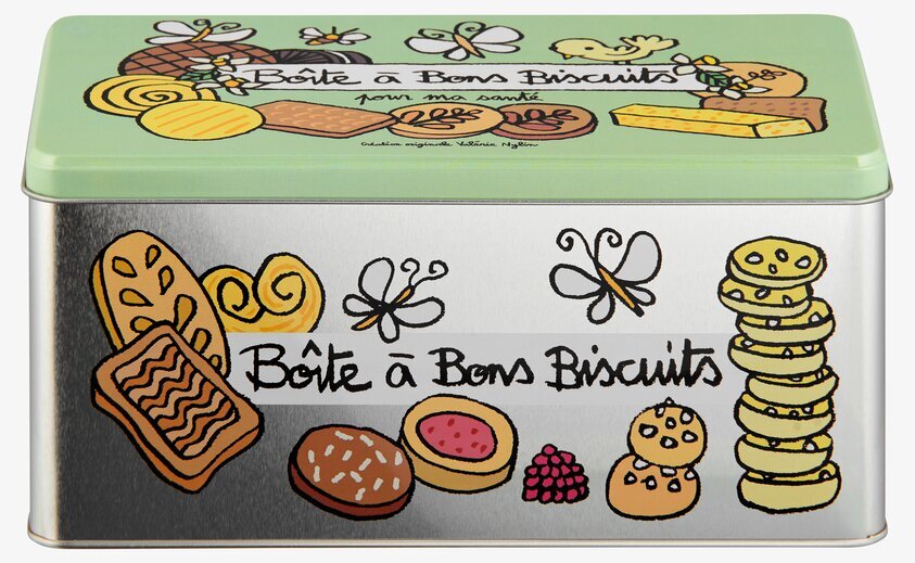 Plåtburk Kakor från Derriére la porte med färgglada mönster