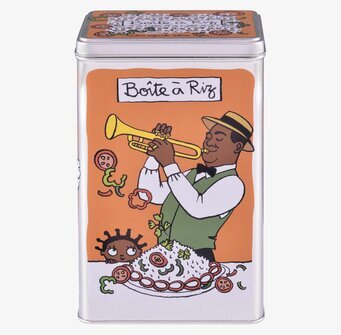 Plåtburk Ris Louisiana från Derriére la porte, orange burk