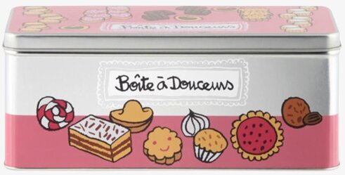 Plåtburk Småkakor från Derriére la porte med kakmotiv