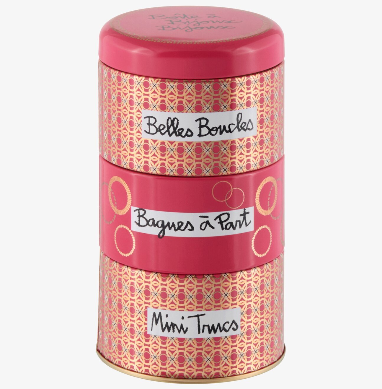 Plåtburk Smycken från Derriére la porte med tre sektioner