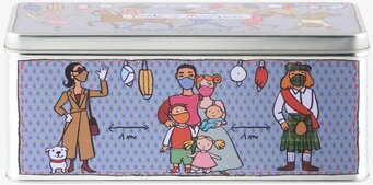 Plåtburk Munskydd från Derrière la porte med färgglada motiv