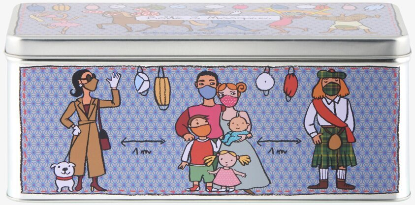 Plåtburk Munskydd från Derrière la porte med färgglada motiv