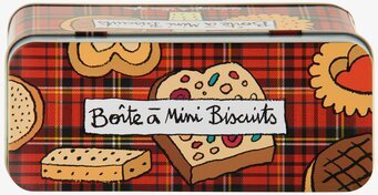Plåtburk Kex & Knäcke från Derriére la porte med tartanmönster