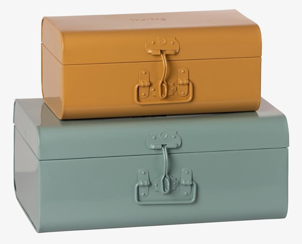 Koffert Blue & Ockra Set/2 från Maileg i blått och ockra