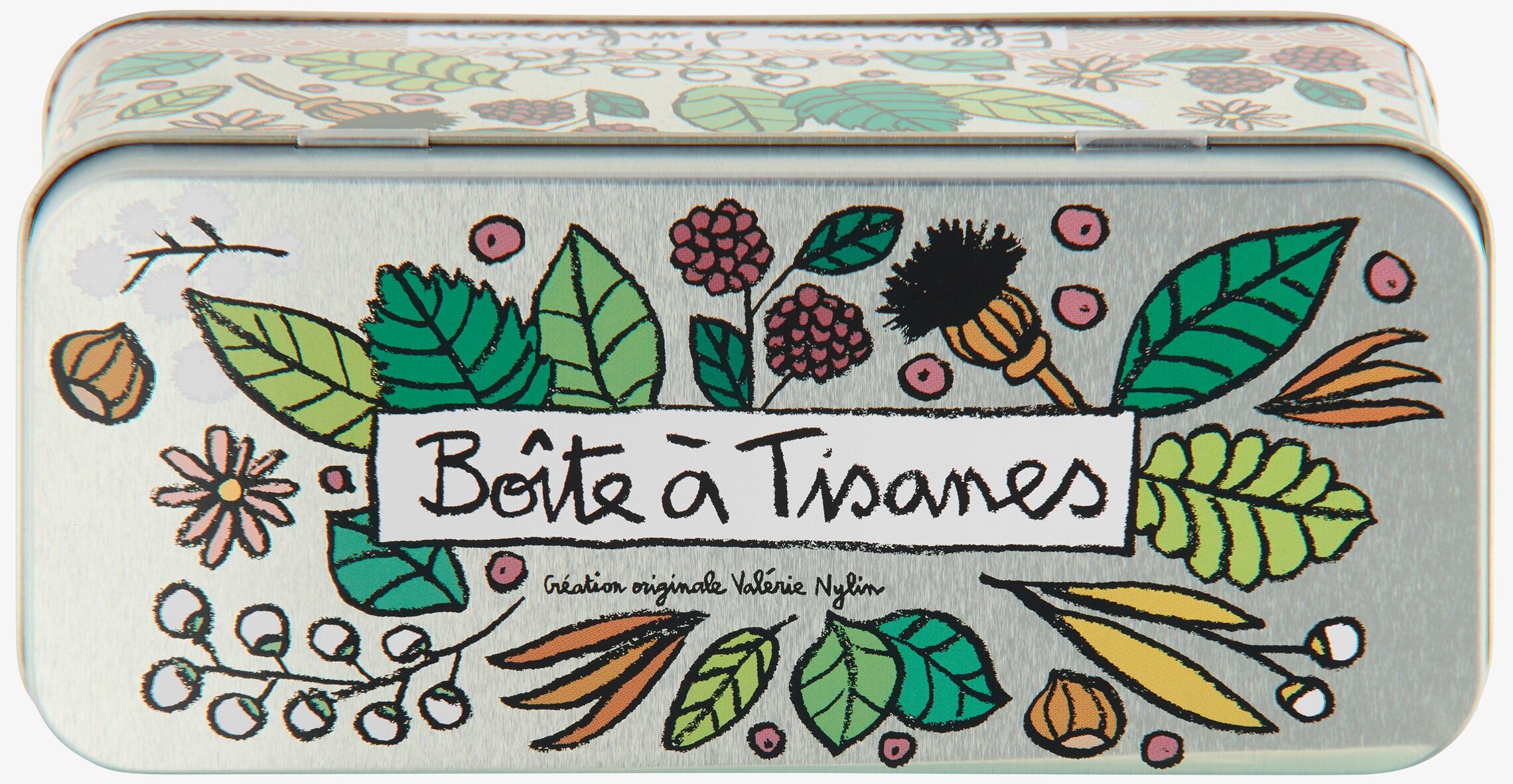 Plåtburk Tepåsar från Derrière la porte med blommig design