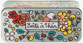 Plåtburk Tepåsar från Derriére la porte med blommönster