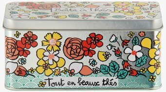 Plåtburk Tepåsar från Derriére la porte med blommönster