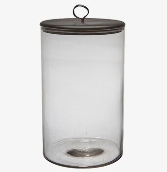 Bild av stor glasburk med svart lock för dekoration