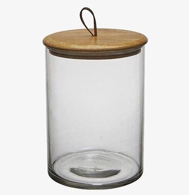 Bild av stilren och praktisk glasburk med trälock