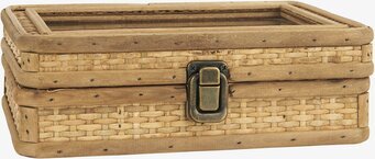 Bild av rustikt smyckeskrin med sex fack i trä