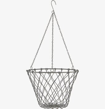Bild av stilren metallkorg med kedja för upphängning