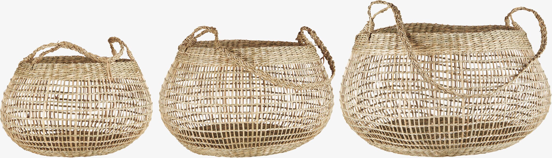 Korg Rund Set/3 från IB Laursen i flätat naturligt material