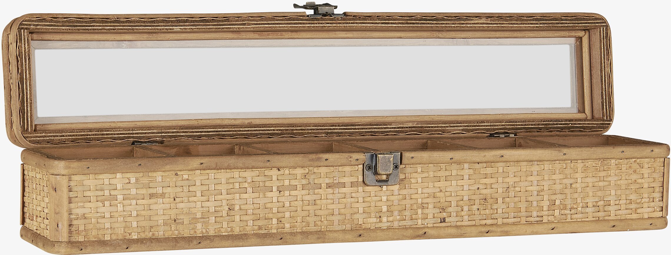 Bild av elegant smyckeskrin med glaslock och fack