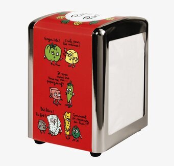 Bild av livfull servetthållare med pizzatema i metall