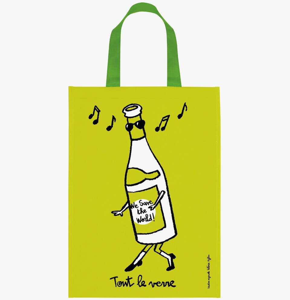 Bild av stilren återvinningskasse i limegrön nyans